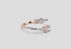 0.82 Ct Emerald Shape Diamond Toi et Moi Ring | 14K Rose Gold