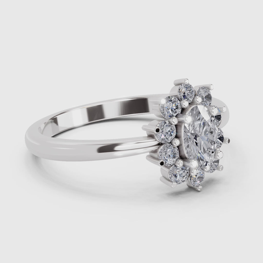 Sparkles 0.88 Carat Oval Shape Engagement Ring | 14K White Gold