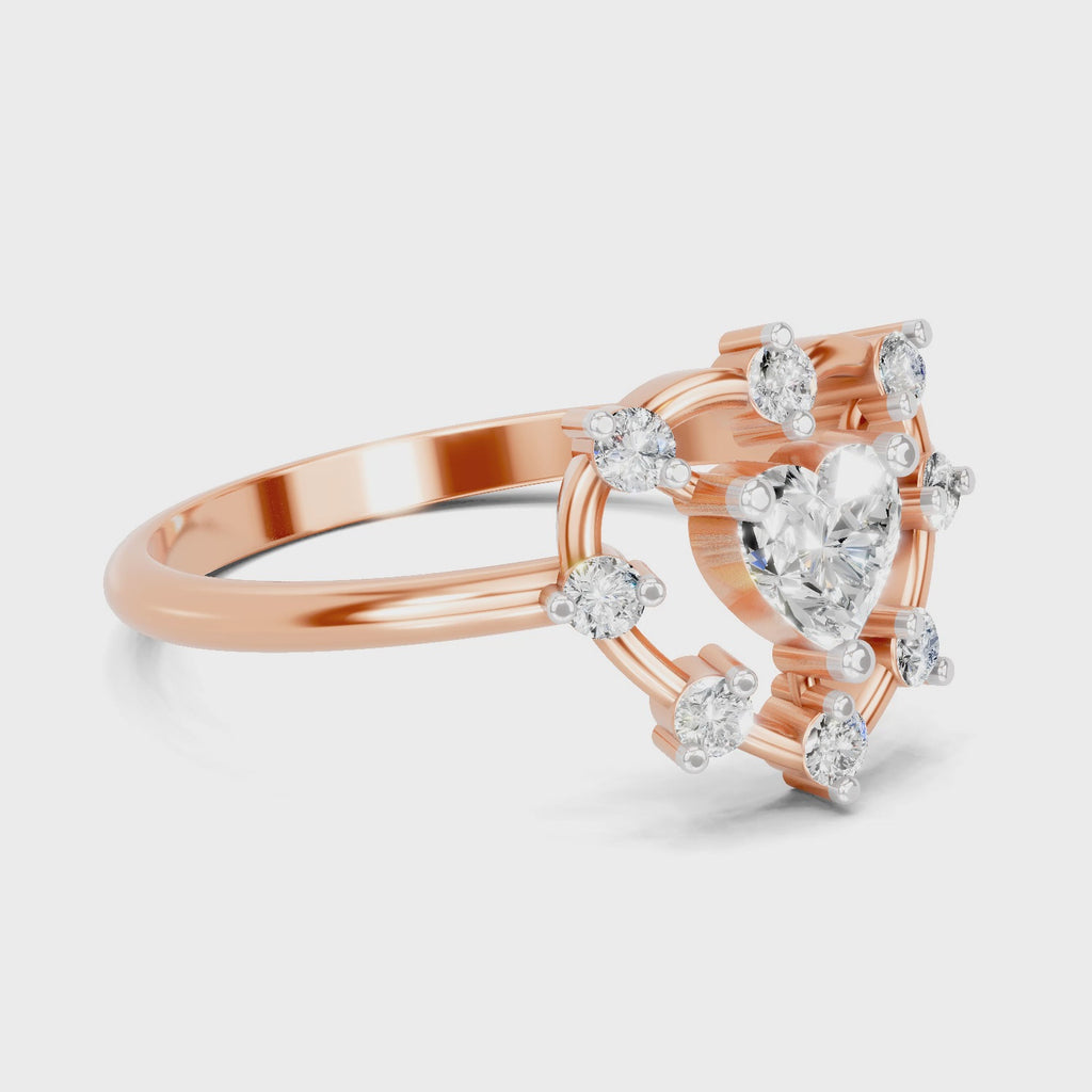 0.44 Carat Heart & Round Shape Diamond Ring | 14K Rose Gold