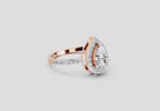 1.22 Ct Pear Halo Diamond Engagement Ring | 14K Rose Gold