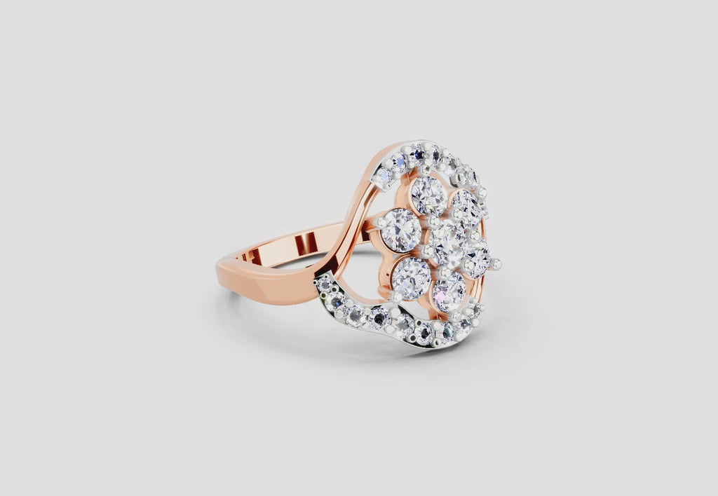 0.75 Ct Round Shape Diamond Cluster Ring | 14K Rose Gold
