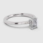 0.8 Ct Emerald Shape Solitaire Diamond Ring| 14K White Gold