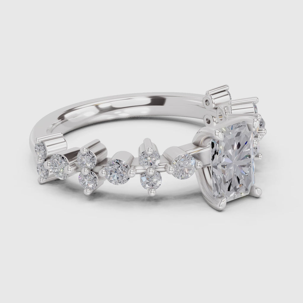 1.49 Ct Emerald Shape Solitaire Diamond Ring| 14K White Gold