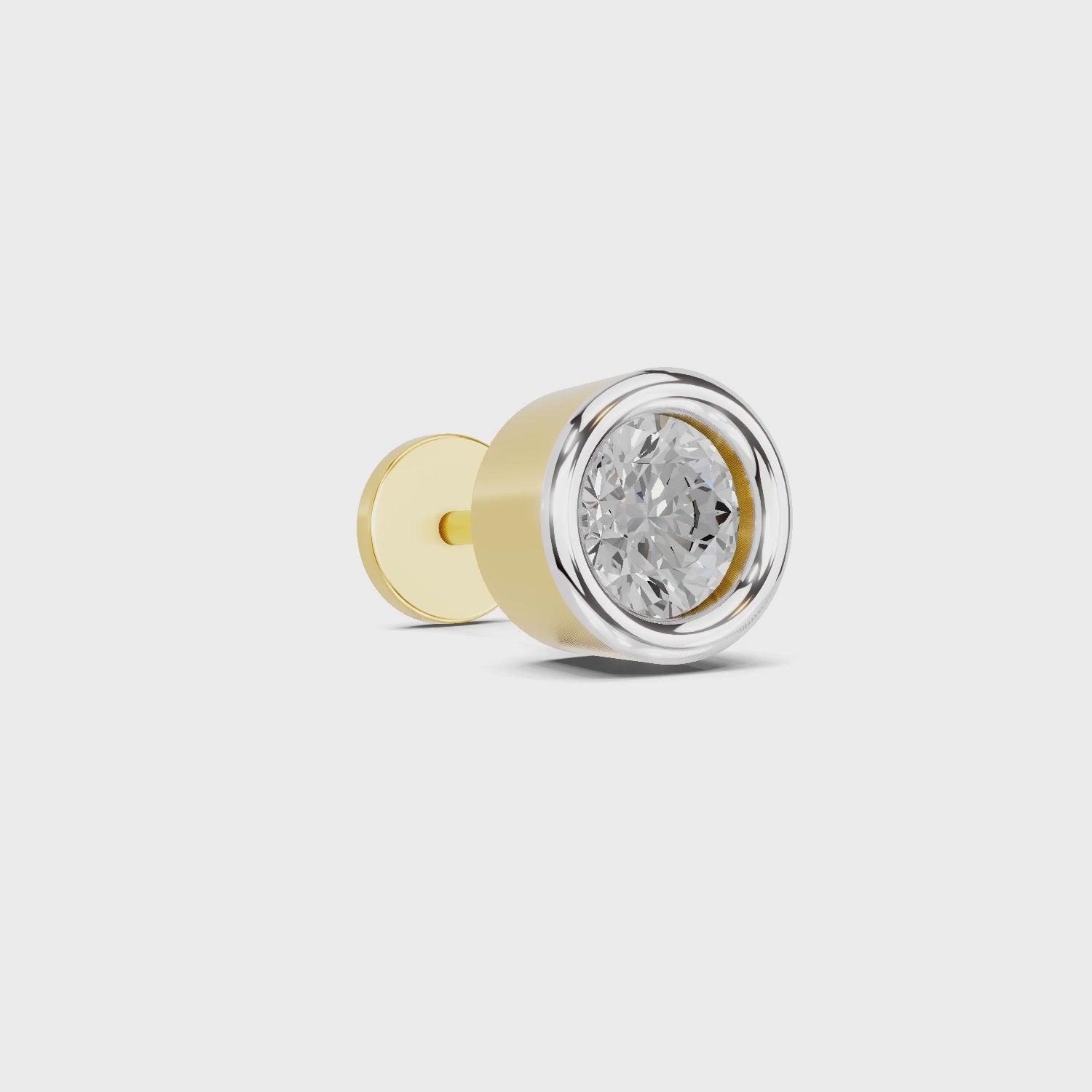 0.50 Carat Round Shape Bezel Solitaire Diamond Nose Pin | 14K Yellow Gold -Screw