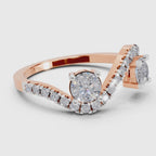 0.67 Ct Swirl Two Stone Diamond Engagement Ring | 14K Rose Gold