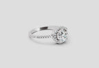 0.93 Carat Round Shape Halo Diamond Ring | 14K White Gold