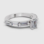 1.4 Ct Emerald Shape Solitaire Diamond Ring| 14K White Gold