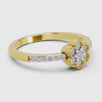 0.59 Carat Round Shape Floral Engagement Ring | 14K Yellow Gold