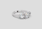 2 Ct Round Three Stone Ring | 14K White Gold