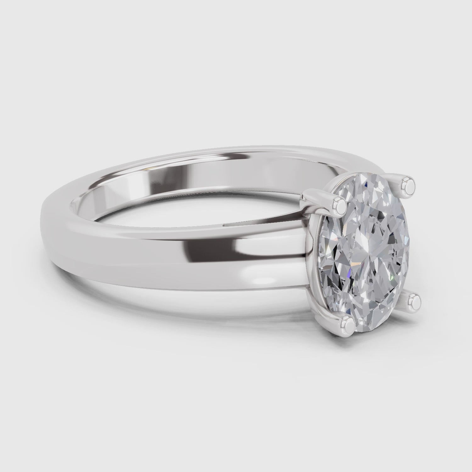 1 Ct Oval Shape Solitaire Diamond Ring| 14K White Gold