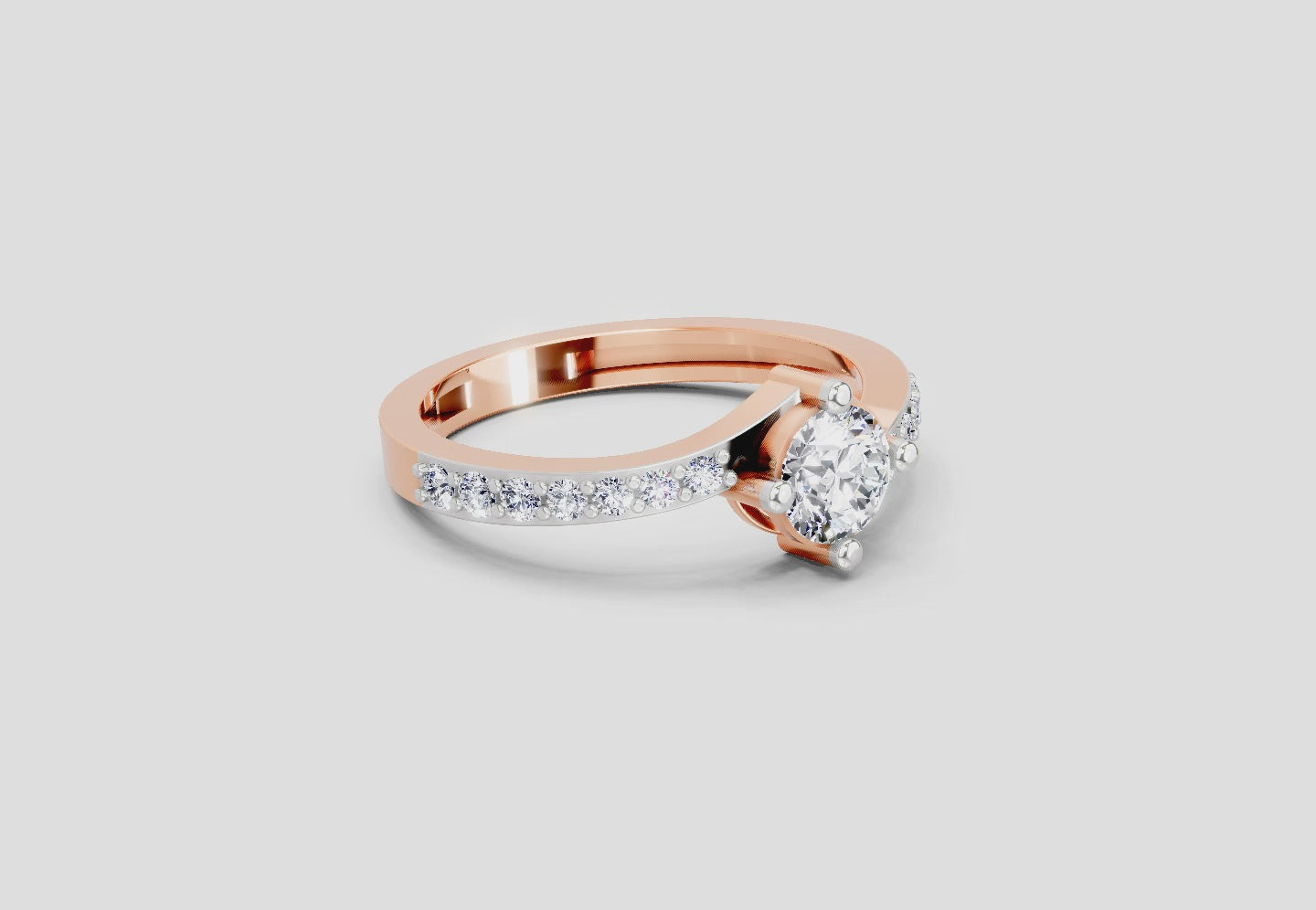 0.76 Carat Round Shape Diamond Engagement Ring | 14K Rose Gold