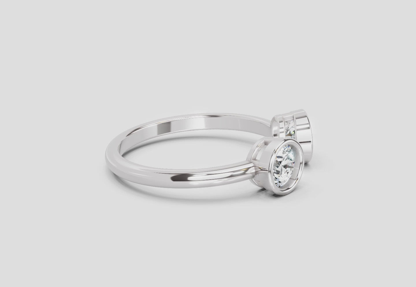 2 Stone Open 1 Ct Round Shape Diamond | 14K White Gold