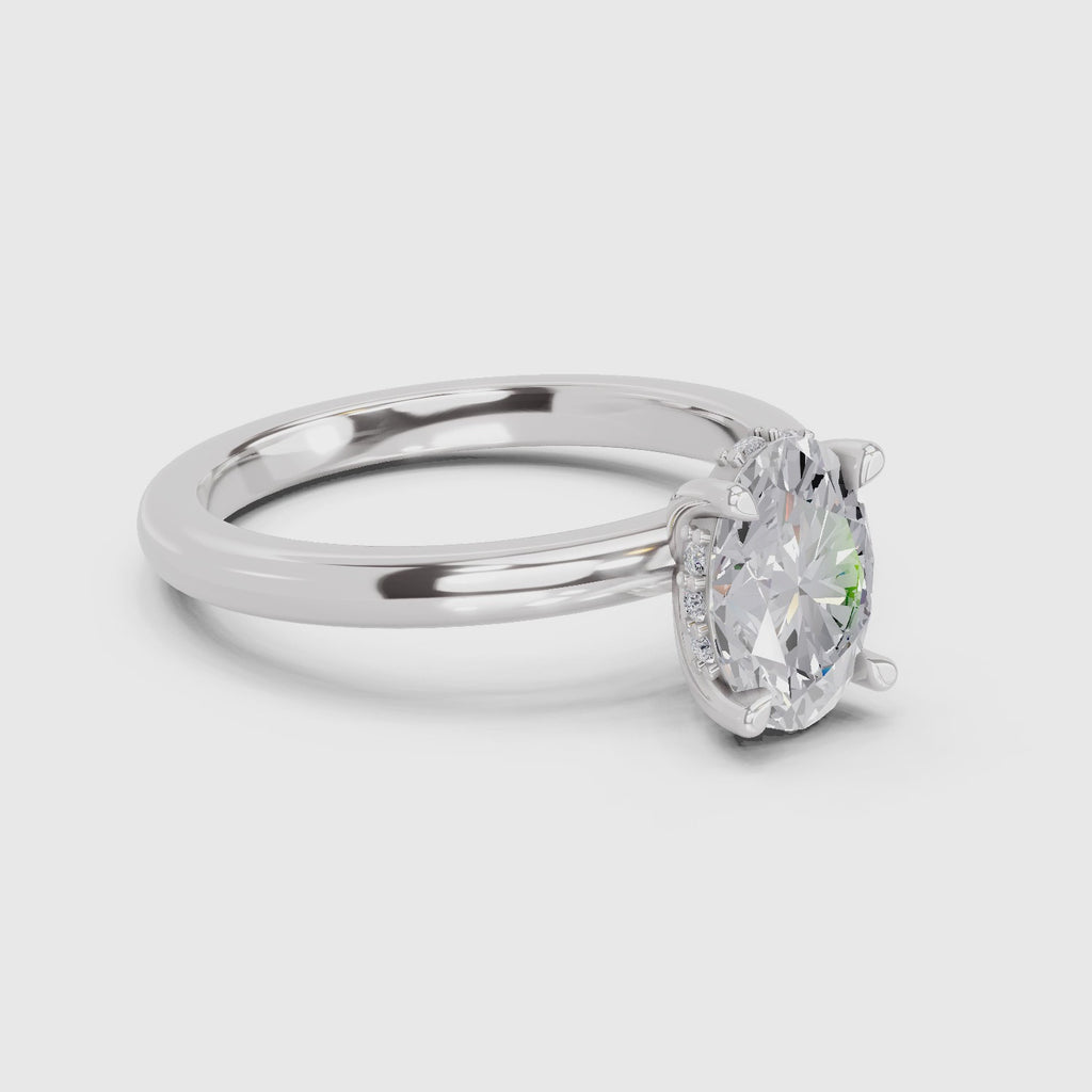 1.05 Ct Oval Shape Solitaire Diamond Ring| 14K White Gold