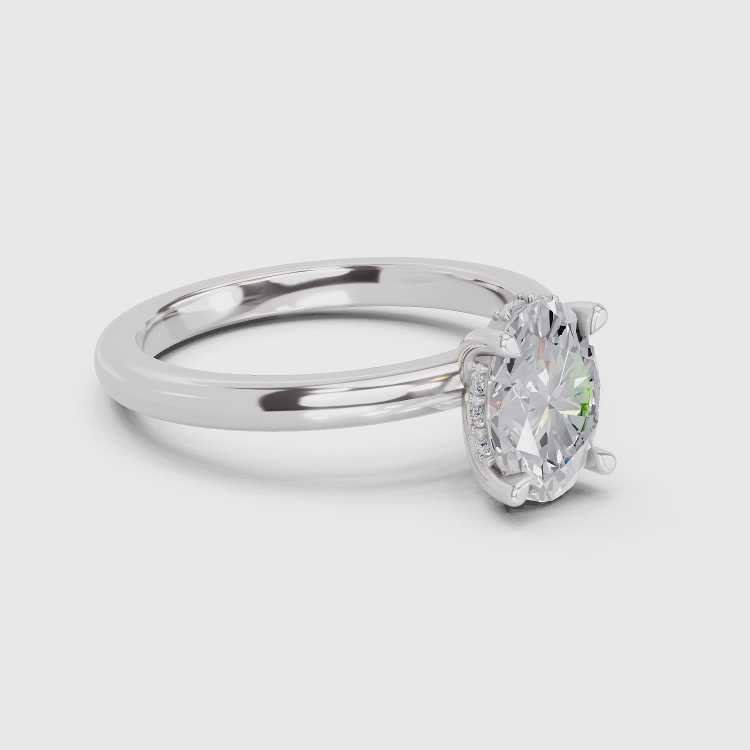 1.05 Ct Oval Shape Solitaire Diamond Ring| 14K White Gold