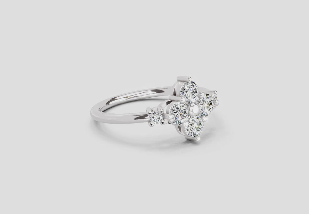 0.71 Ct Cluster Ring | 14K White Gold