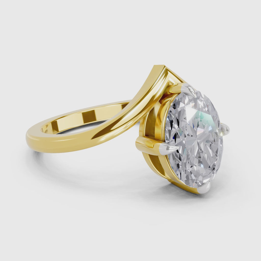 2 Ct Oval Shape Solitaire Diamond Ring| 14K Yellow Gold