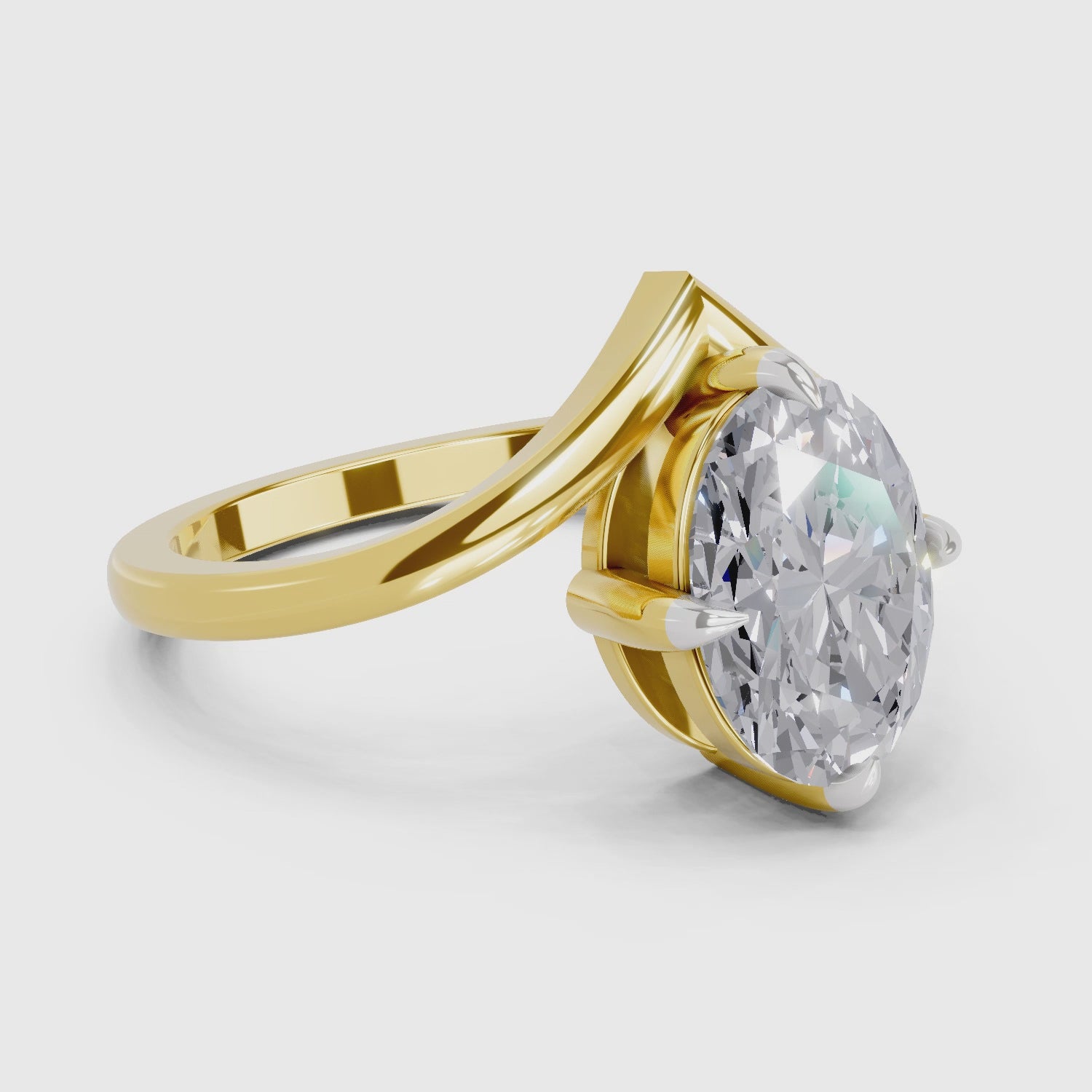 2 Ct Oval Shape Solitaire Diamond Ring| 14K Yellow Gold