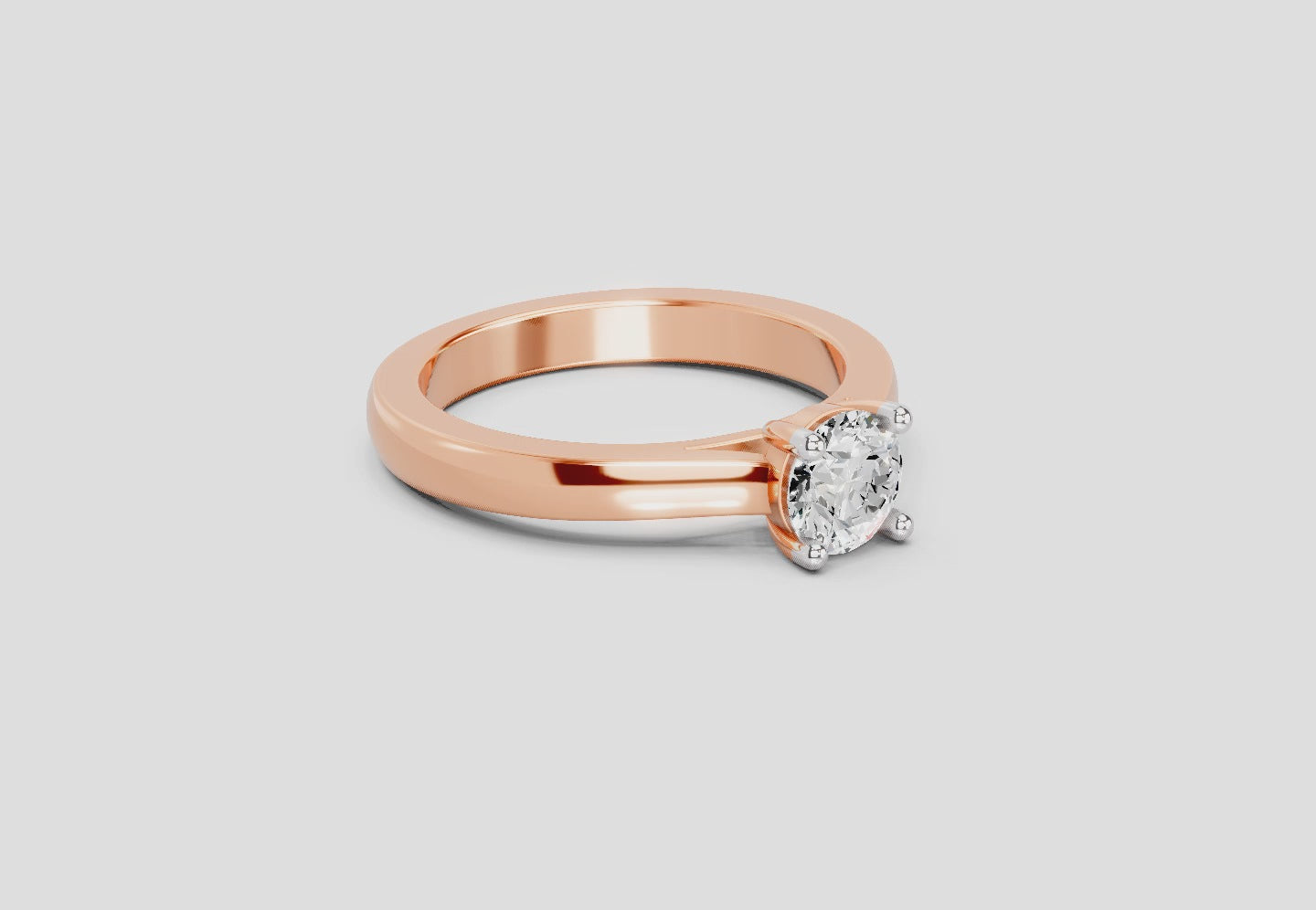 0.7 Ct Round Solitaire Ring  14K Rose Gold