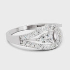 0.36 Carat Pear & Round Shape Diamond Bypass Ring | 14K White Gold
