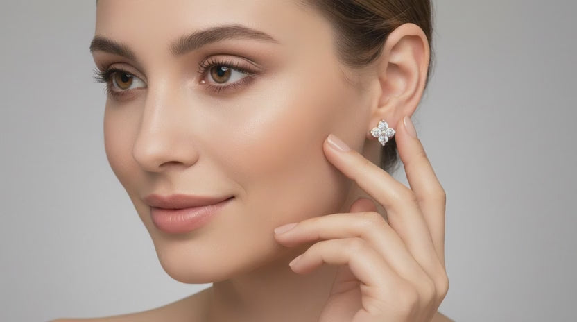 0.55 CtFloral Round Shape Earrings | 14K Yellow Gold