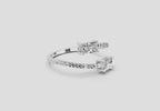 0.82 Ct Emerald Shape Diamond Toi et Moi Ring | 14K White Gold