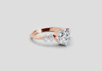 1.71 Ct Round Side Stone Engagement Ring | 14K Rose Gold