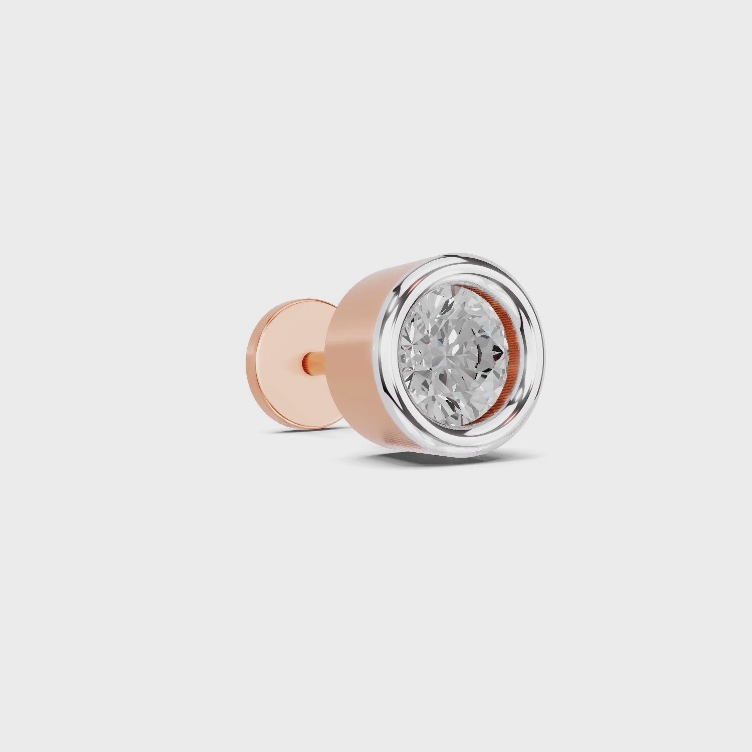 0.50 Carat Round Shape Bezel Solitaire Diamond Nose Pin | 14K Yellow Gold -Screw