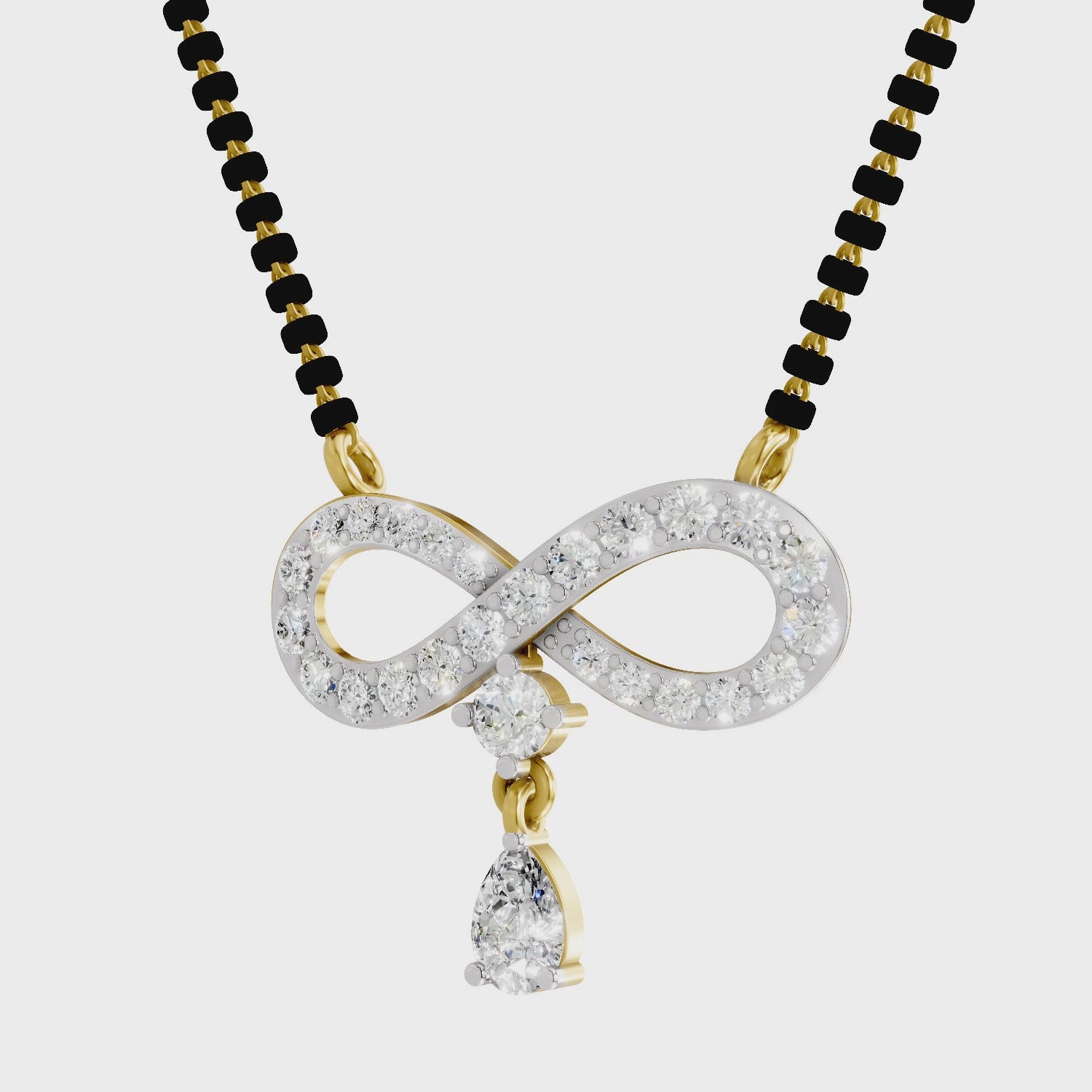 1.35 Carat Pear & Round Shape Diamond Infinity Mangalsutra| 14K Yellow Gold