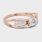 0.45 Carat Oval & Round Shape Diamond Solitaire Ring | 14K Rose Gold