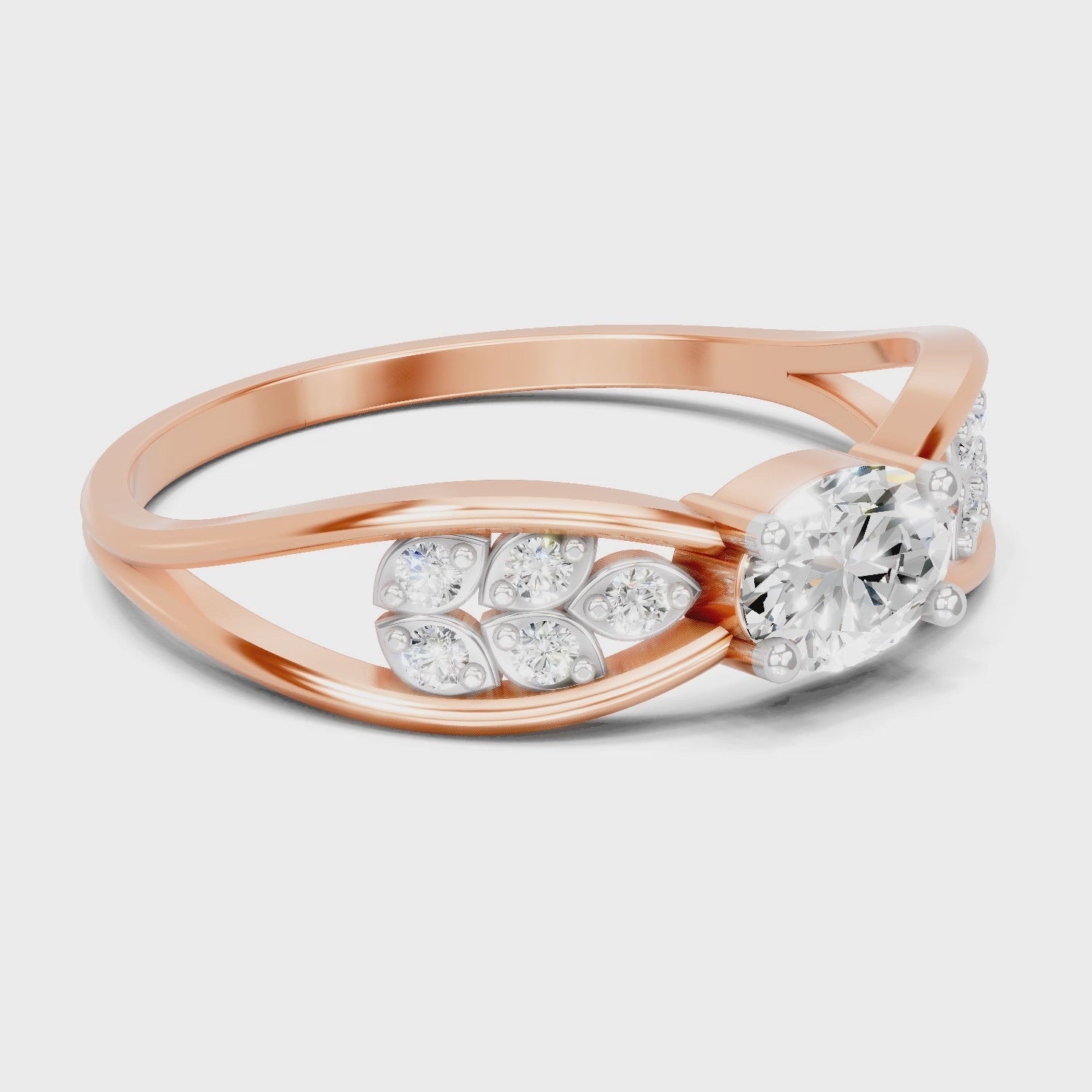0.45 Carat Oval & Round Shape Diamond Solitaire Ring | 14K Rose Gold
