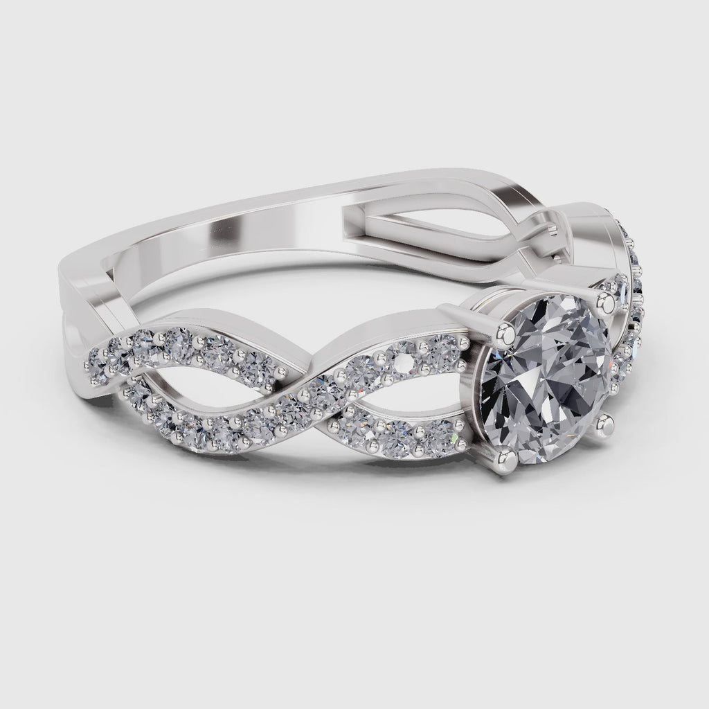 0.39 Ct Round Shape infinity Diamond Engagement Ring | 14K White Gold