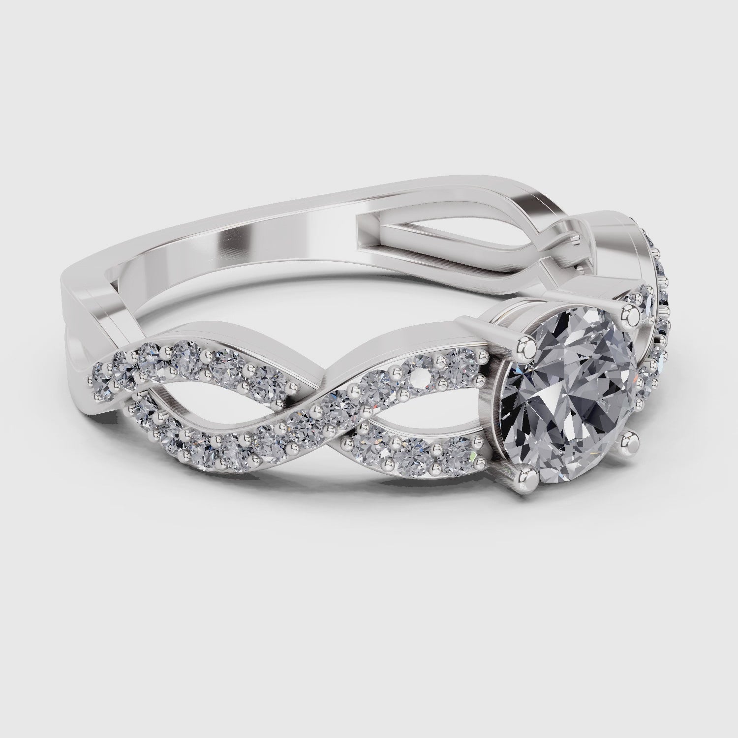 0.39 Ct Round Shape infinity Diamond Engagement Ring | 14K White Gold