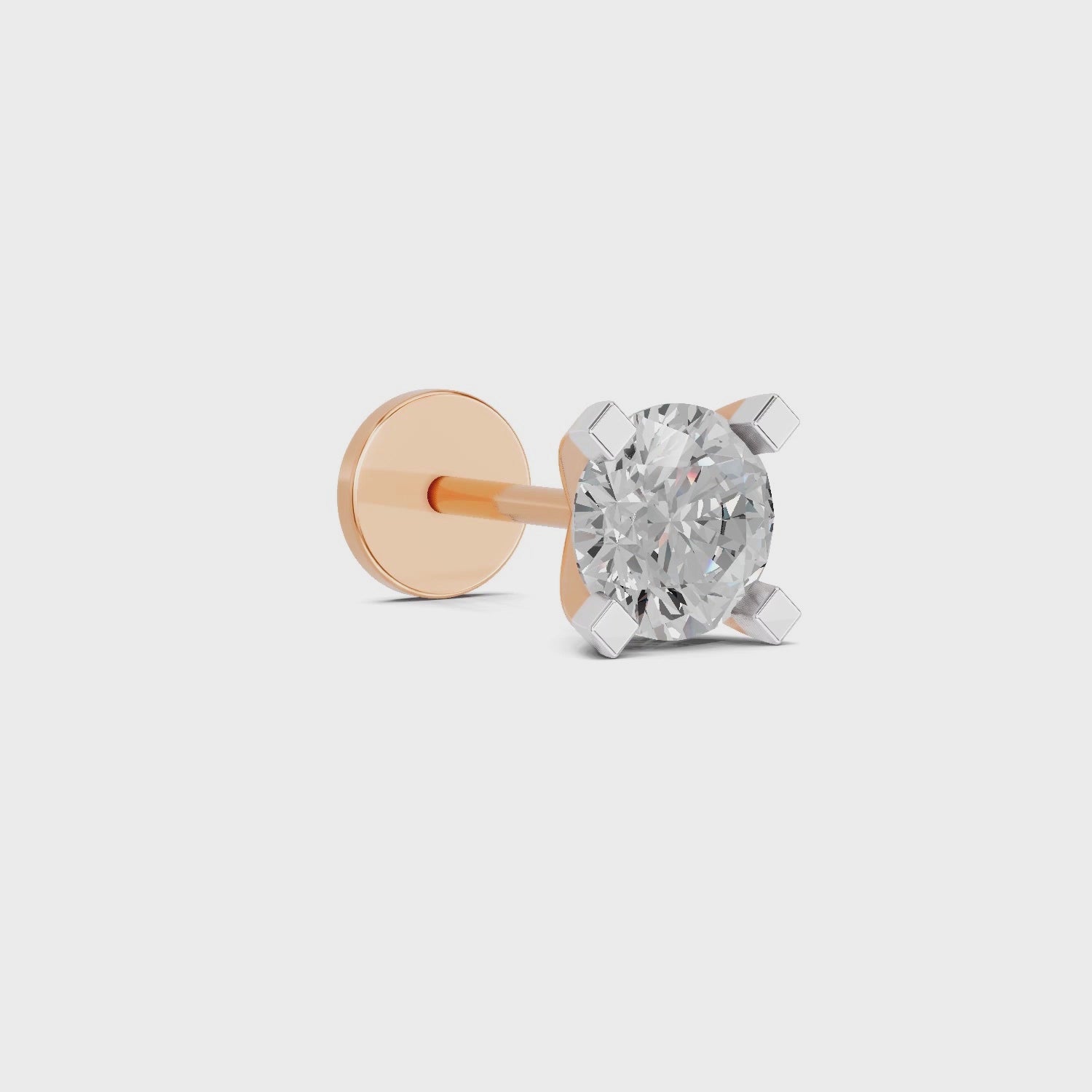 0.21 Carat Round Shape 4 Prong Solitaire Diamond Nose Pin | 14K Yellow Gold-Screw