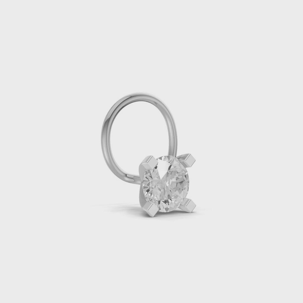 0.21 Ct Round Shape 4 Prong Solitaire Diamond Nose Pin | 14K Yellow Gold