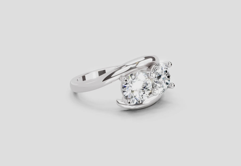 1.5 Ct Round Two Stone Ring | 14K White Gold