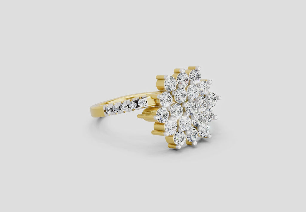 0.93 Carat Snowfall Cluster Promise Engagement Ring | 14K Yellow Gold