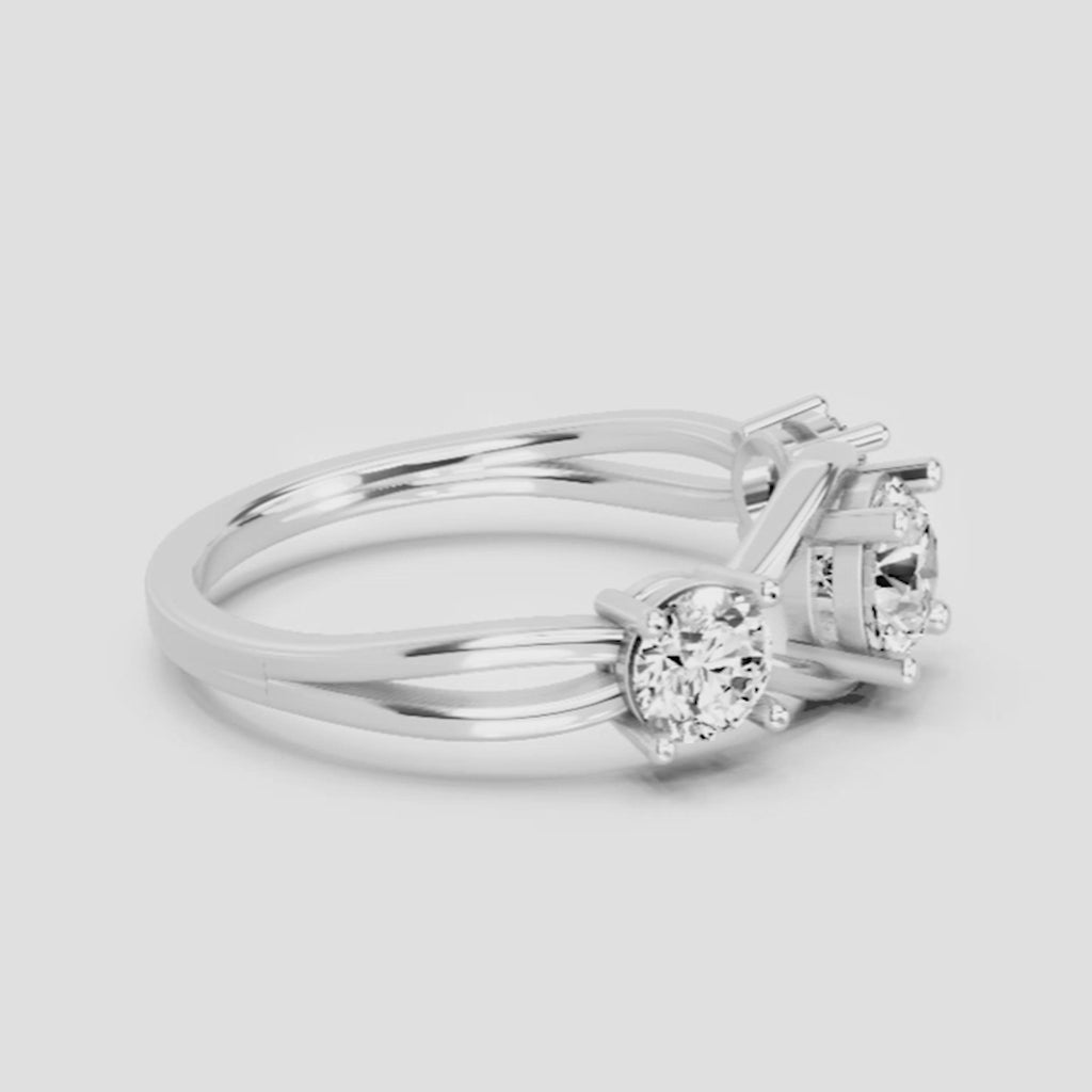 3 Stone 1 Ct  Round Shape Diamond | 14K White Gold