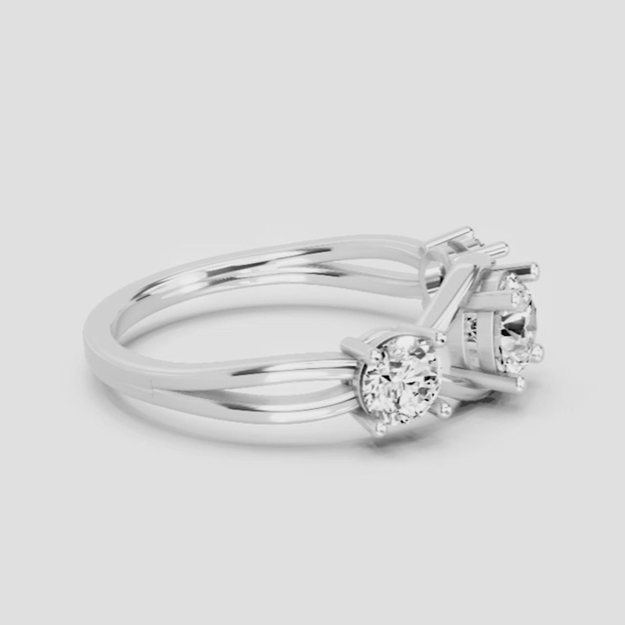 3 Stone 1 Ct  Round Shape Diamond | 14K White Gold