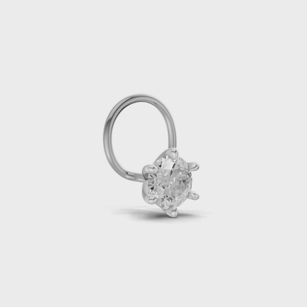 0.15 Ct Round Shape 6 Prong Solitaire Diamond Nose Pin | 14K Yellow Gold