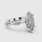 3.6 Ct Marquise Shape Solitaire Diamond Ring| 14K White Gold