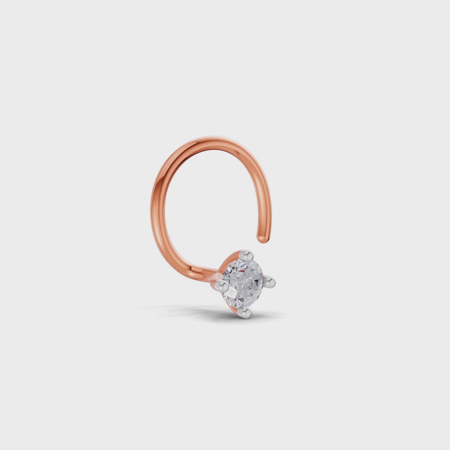 0.03 Ct Round Shape 4 Prong Solitaire Diamond Nose Pin | 14K Yellow Gold
