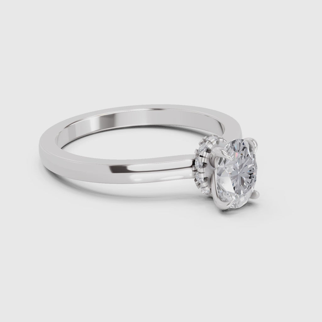 0.81 Ct Oval Shape Solitaire Diamond Ring| 14K White Gold
