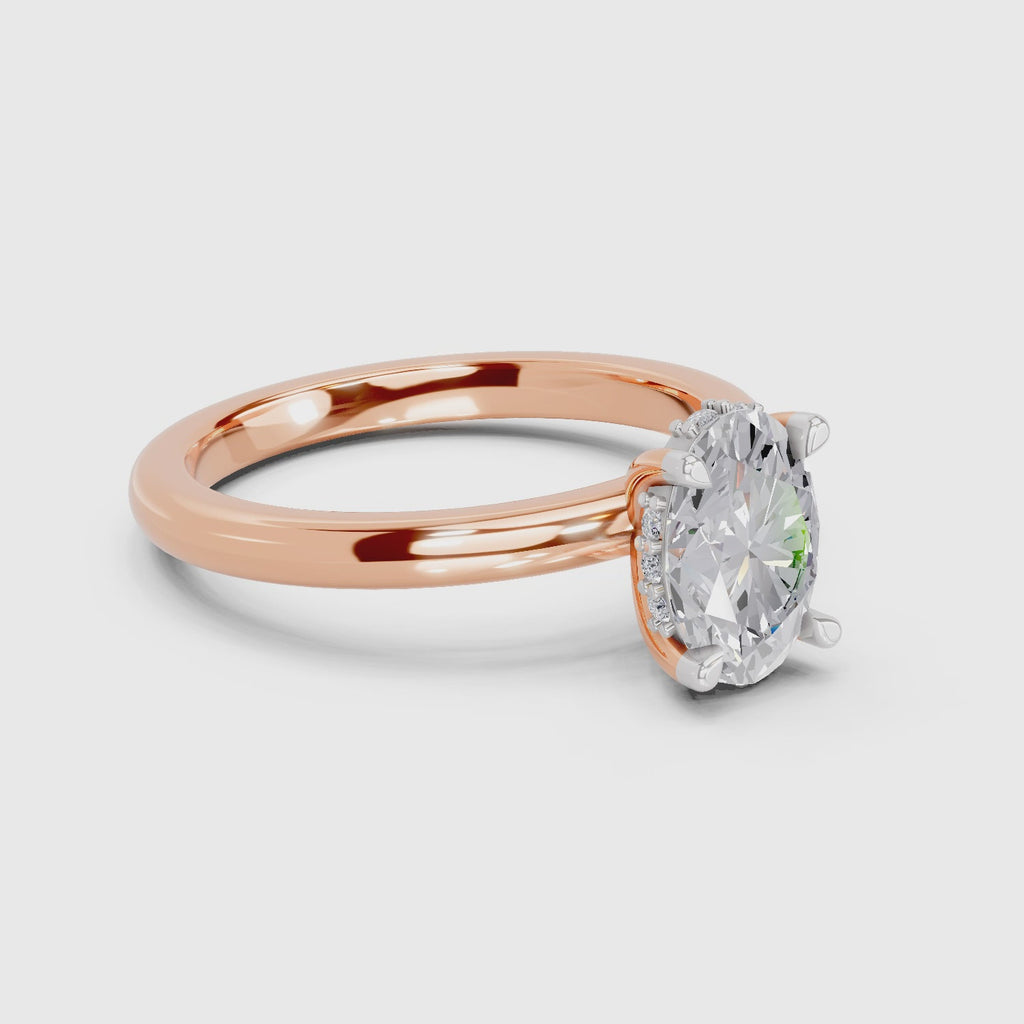1.05 Ct Oval Shape Solitaire Diamond Ring| 14K Rose Gold