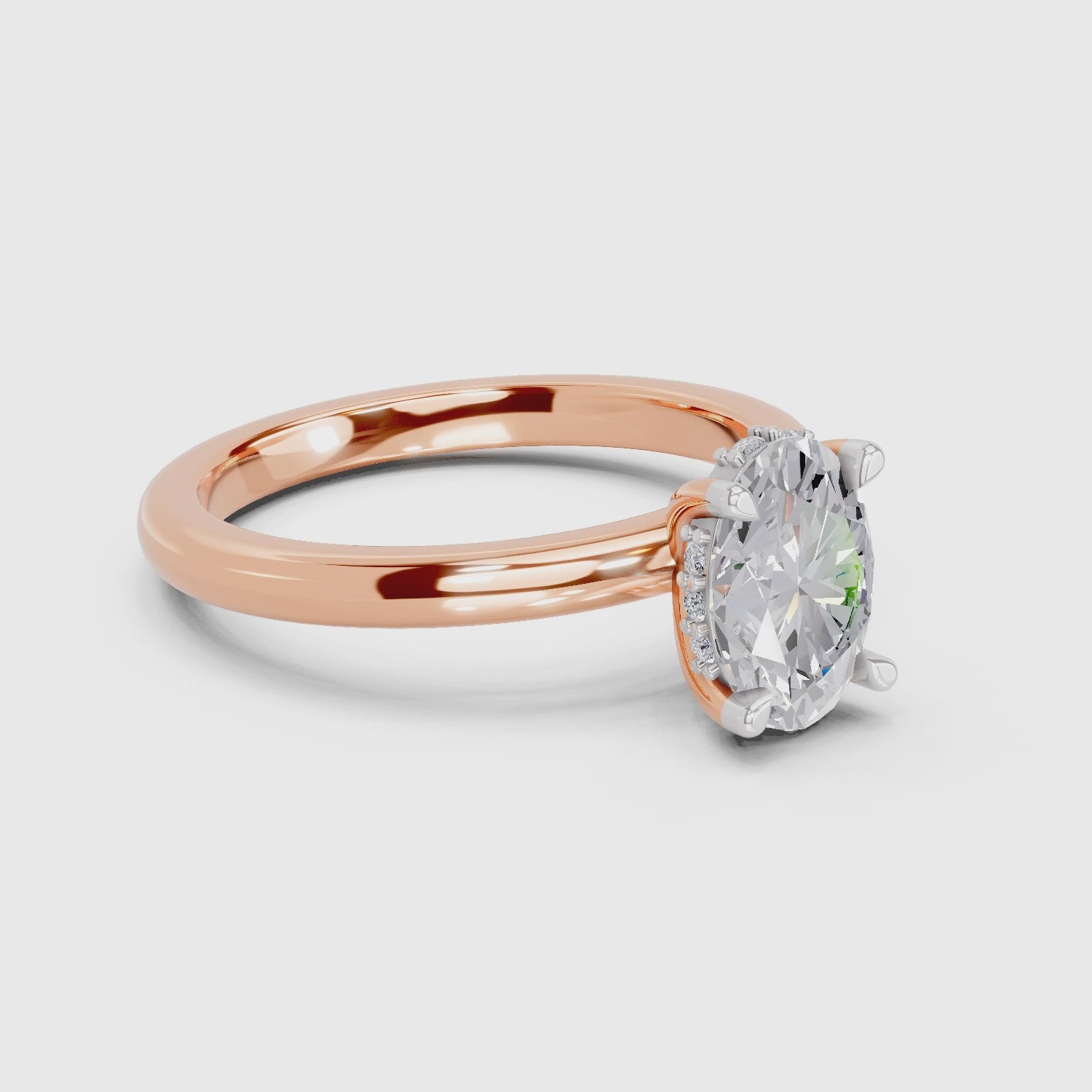 1.05 Ct Oval Shape Solitaire Diamond Ring| 14K Rose Gold