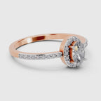 0.6 Carat Oval Shape Halo Engagement Ring | 14K Rose Gold