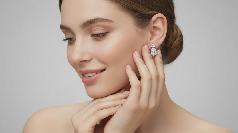 0.75 Ct Pear Stud Earrings | 14K Yellow Gold  FG VS Quality Diamonds
