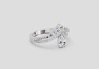 0.82 Ct Oval Diamond Crown Ring Set | 14K White Gold