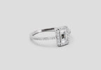 0.42 Ct Baguette Shape Halo Diamond Ring | 14K White Gold