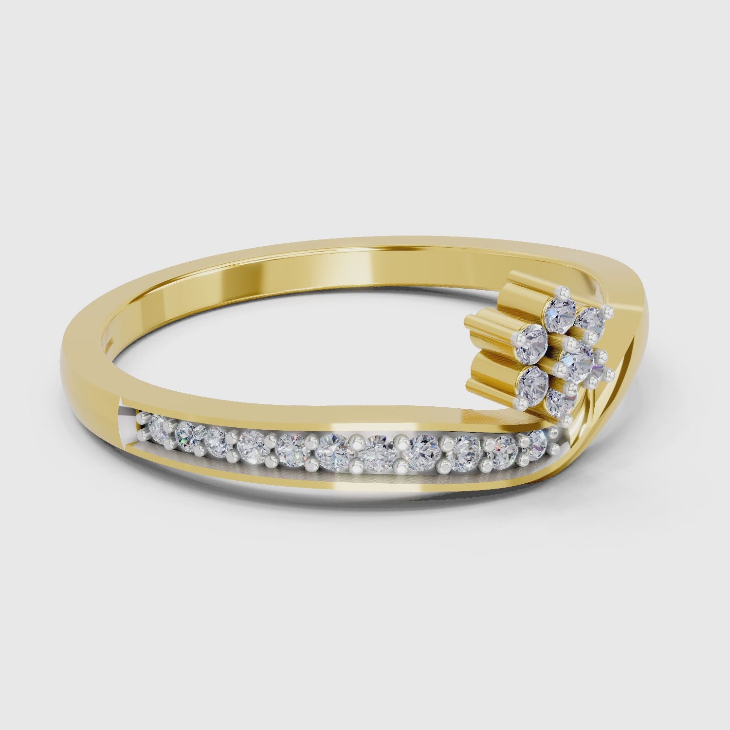 0.11 Carat Round Shape Floral Engagement Ring | 14K Yellow Gold