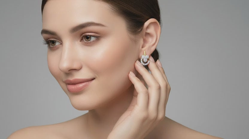 0.45 Ct Round Teardrop Stud Earrings |  14K Yellow Gold